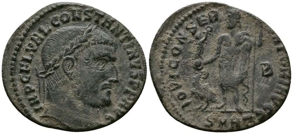 Римская Империя нуммий 313 - 314 Константин Великий IOVI CONSERVATORI AVGG Гераклея Good Very fine (степень редкости R3) RIC 5 бронза 1073-6-25