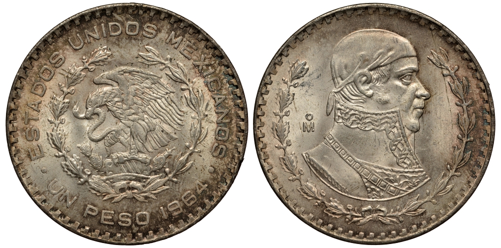 Мексика 1 песо 1964 Хосе Мария Морелос KM 459 серебро XF-UNC 107-1132