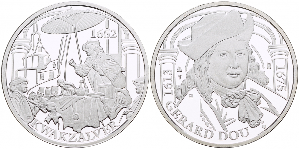 НИДЕРЛАНДЫ МЕДАЛЬ ГЕРАРД ДОУ(1613-1675), КАРТИНА ШАРЛАТАН 1652 ГОД, ДИАМЕТР 30 мм., ВЕС 9,42 гр. медно-никель 1087-2-53