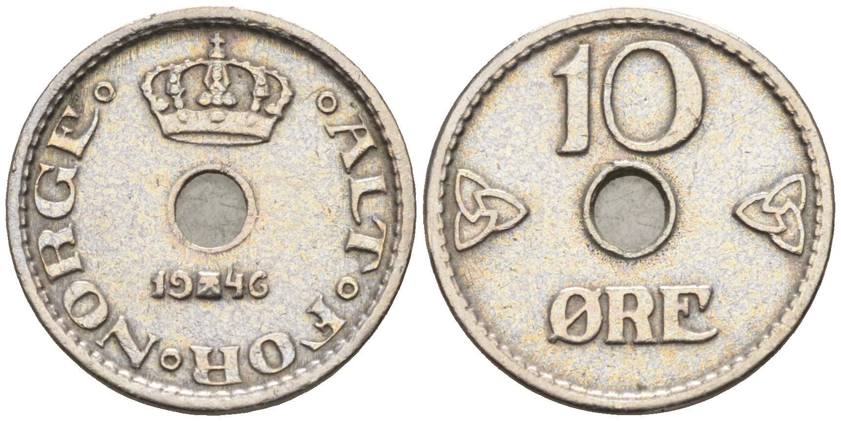 Норвегия 10 эре 1946 Хокон VII (1905-1957) КМ 383 медно-никель    4169-318