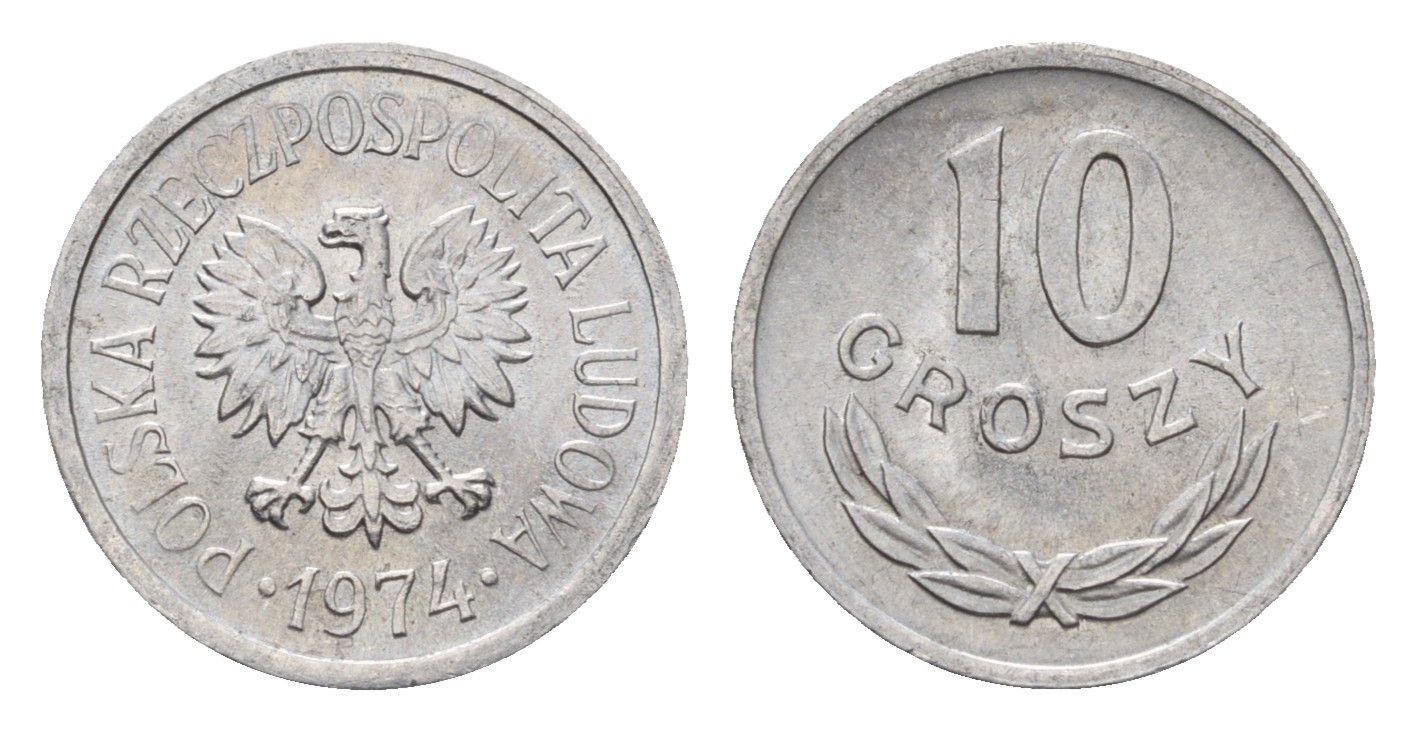 Польша 10 грошей 1974 Y AA47 алюминий UNC 4609-1148