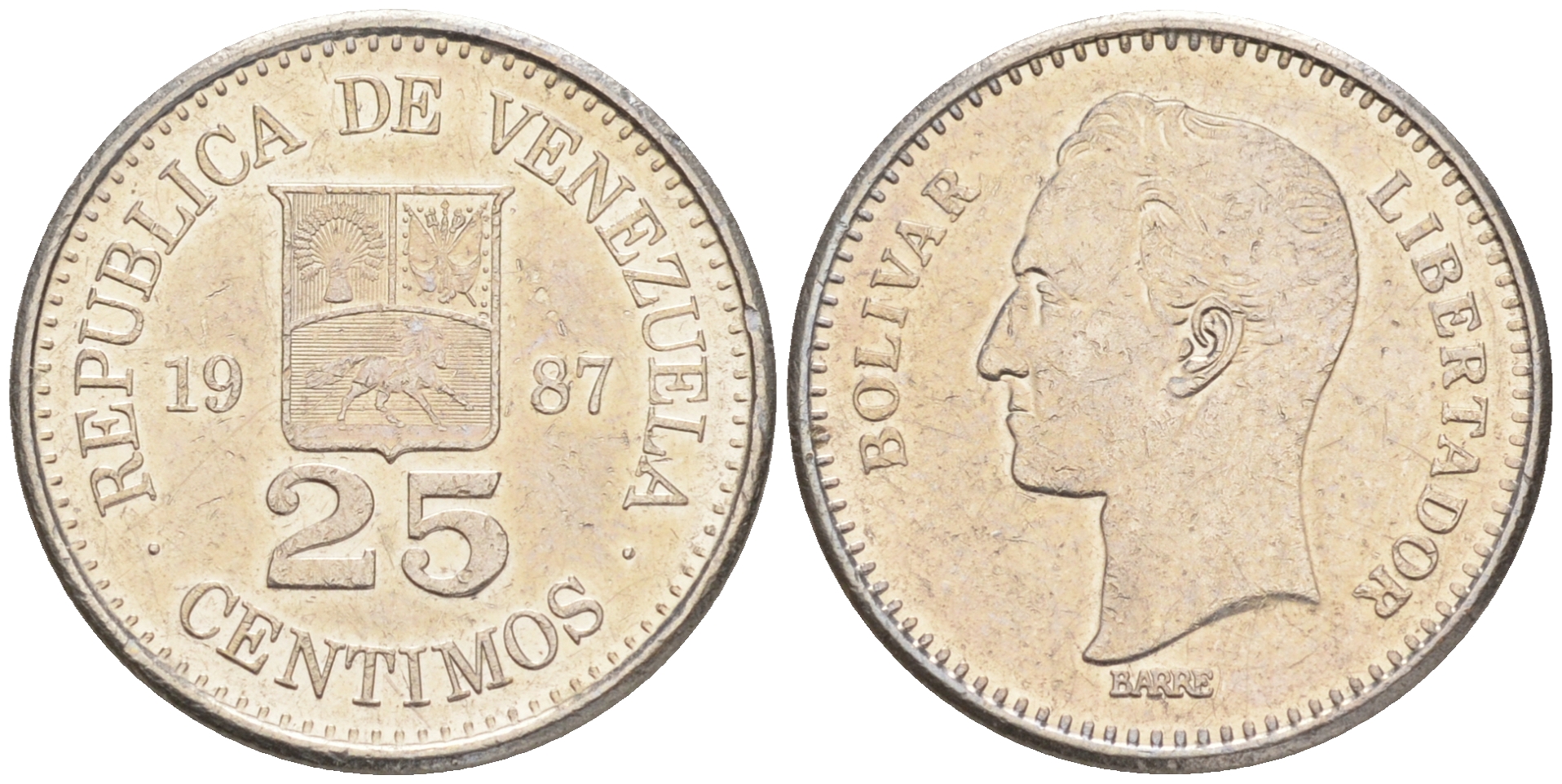 Венесуэла 25 сентимо 1987 Симон Боливар KM 50.2 никель 192-246