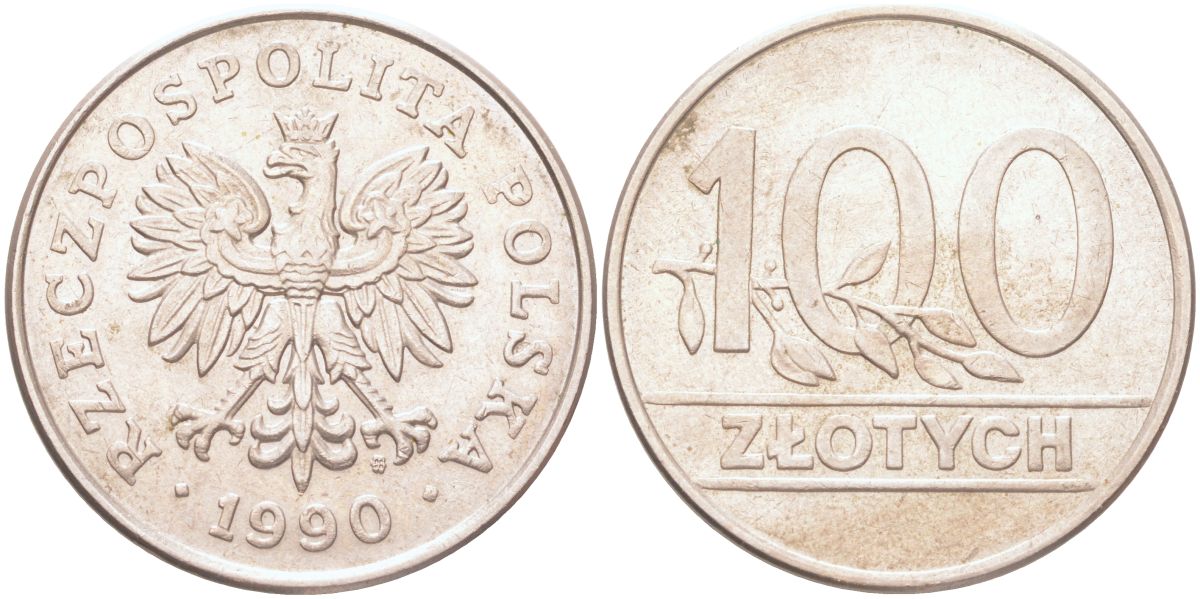 Польша 100 злотых 1990 Y 214 медно-никель aUNC 4122-721