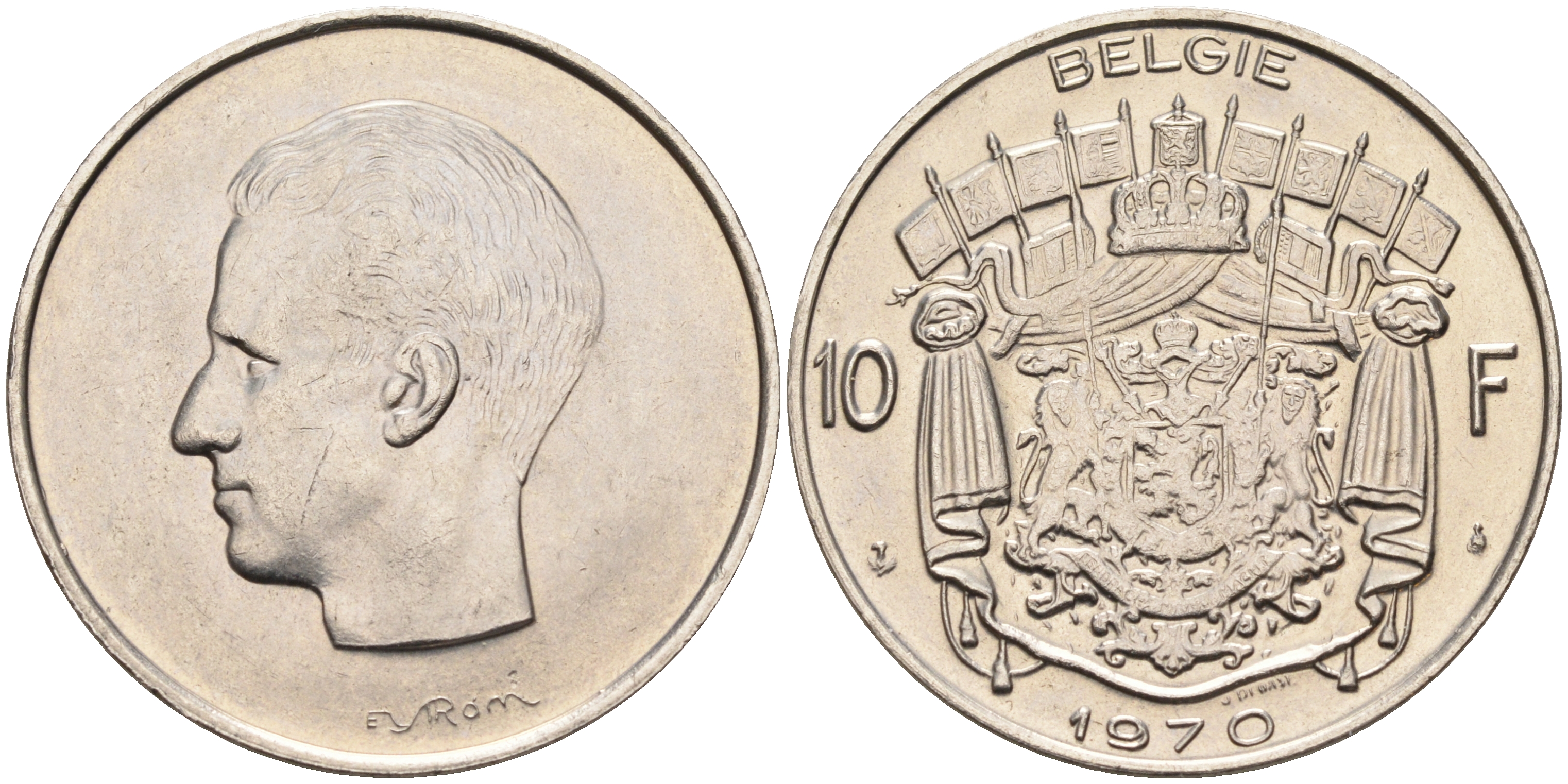 Бельгия 10 франков 1970 Belgie, Бодуэн I (1951-1993) KM 156.1 никель    4595-614