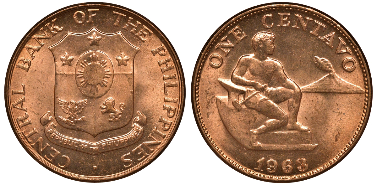 Филиппины 1 сентаво 1963 KM 186 бронза UNC M51-06