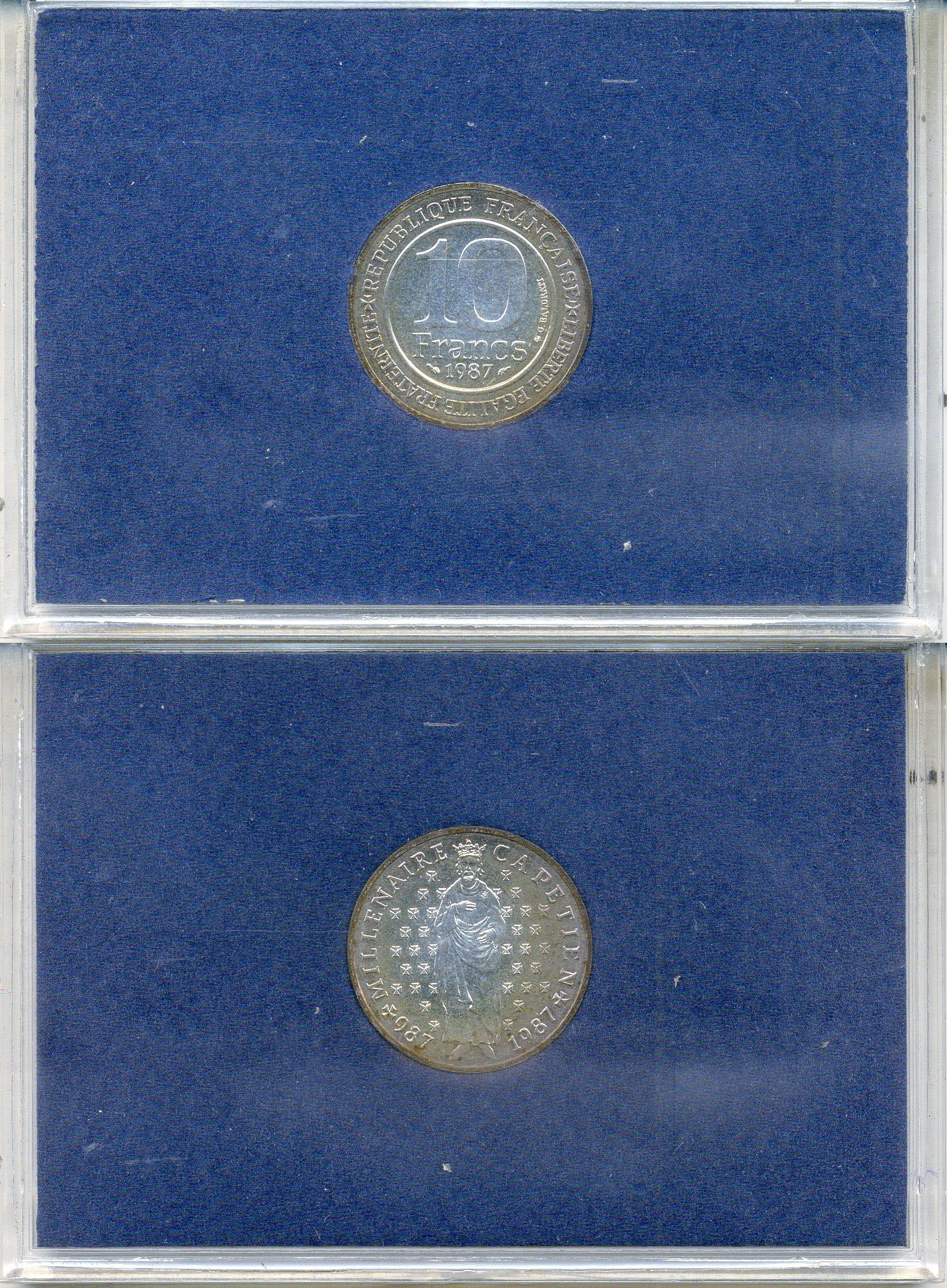 Франция 10 франков 1987 Тысячелетие династии Капетингов, в оригинальной упаковке KM 961a серебро BU 8-2-05-22