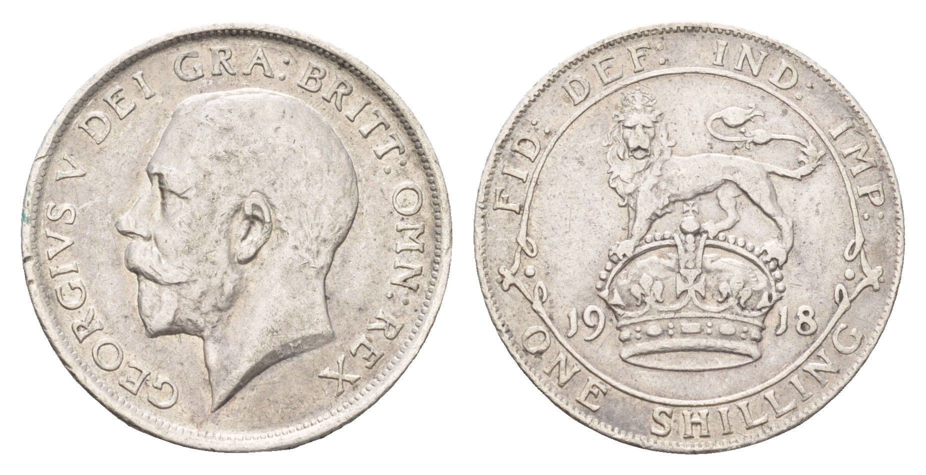Великобритания 1 шиллинг 1918 Георг V (1910-1936) KM 816, Spink 4013 серебро 413-4921