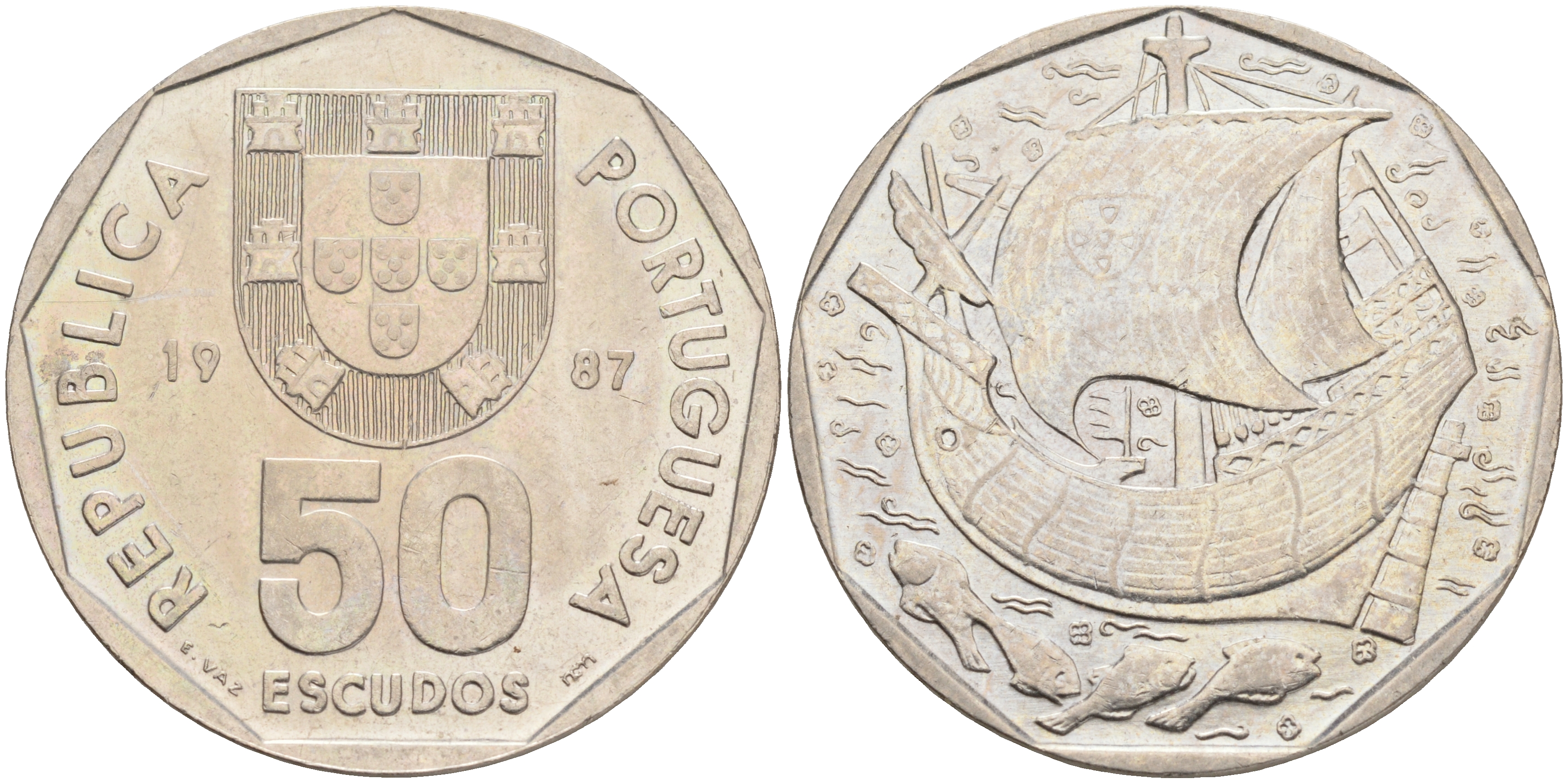ПОРТУГАЛИЯ 50 ЭСКУДО 1987 KM 636 медно-никель 4557-1115
