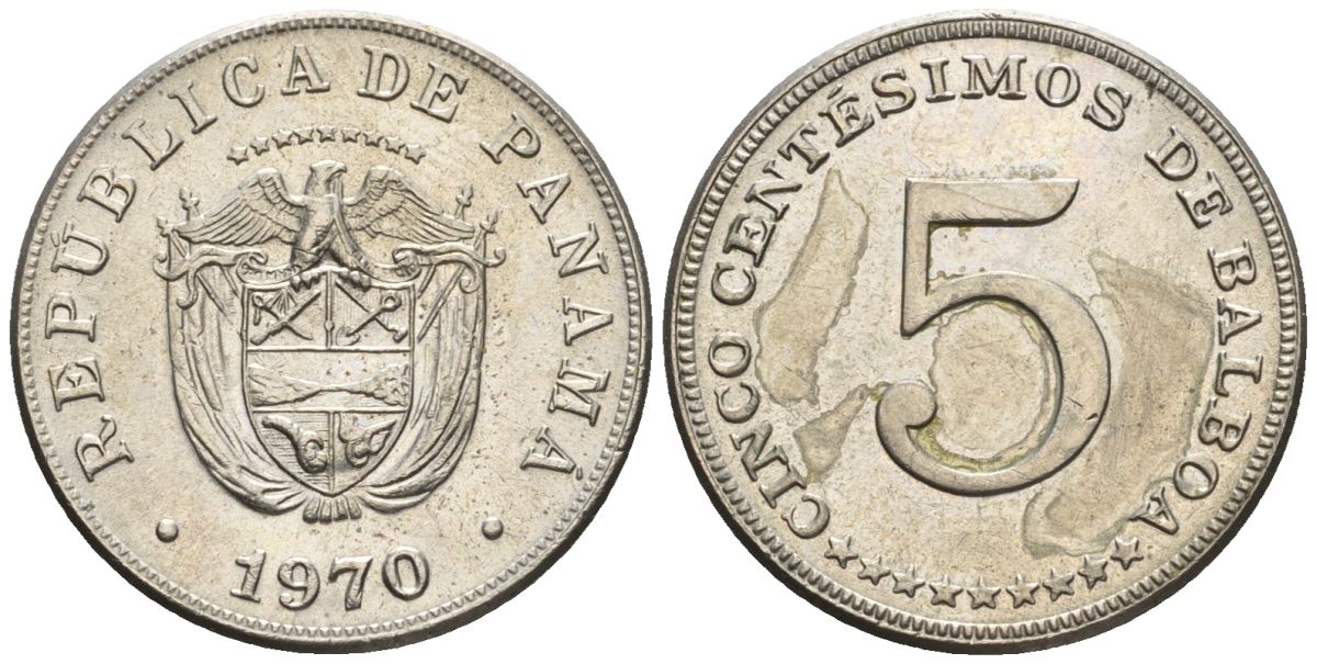 Панама 5 сентесимо 1970  KM 23.2 медно-никель    85-435