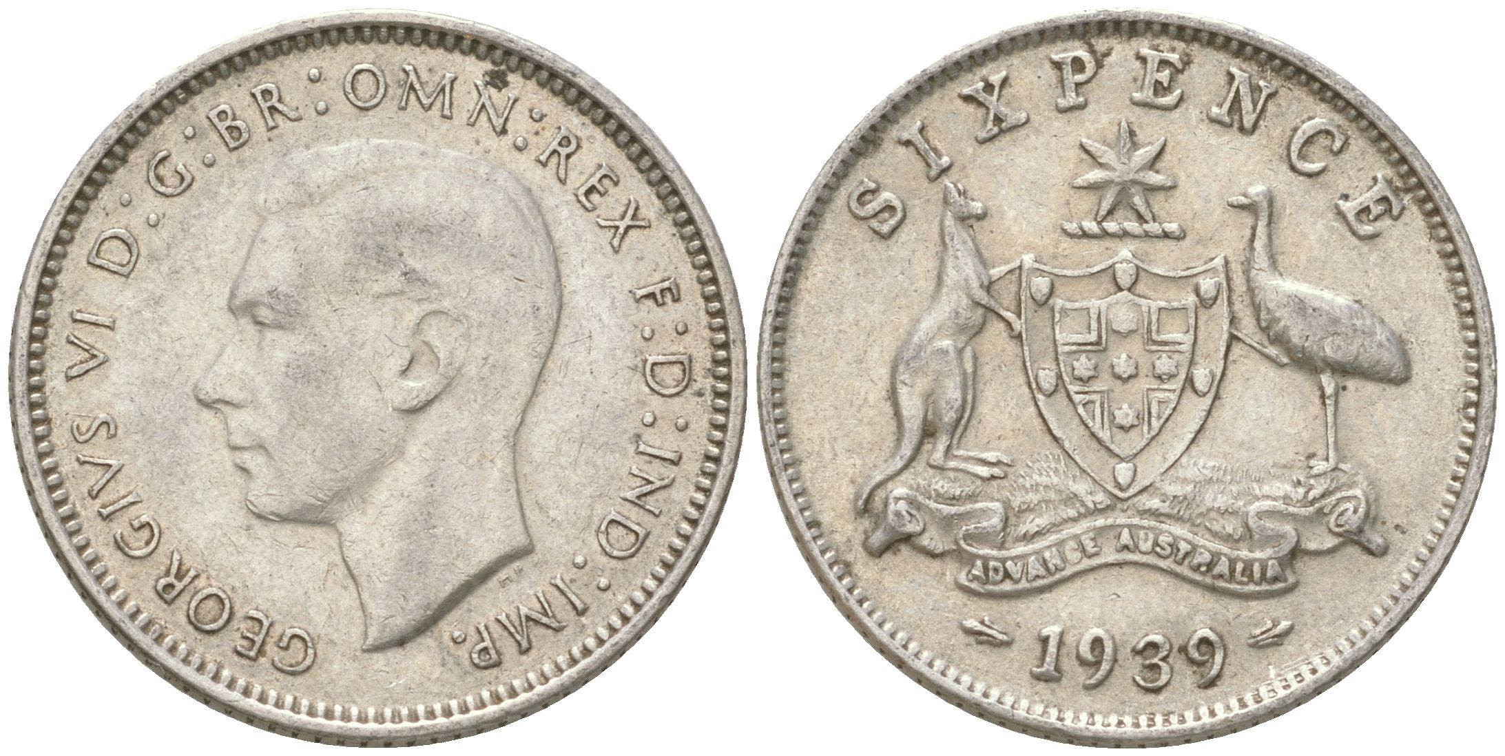 Австралия 6 пенсов 1939 Георг V (1936-1952) KM 38 серебро 4623-214