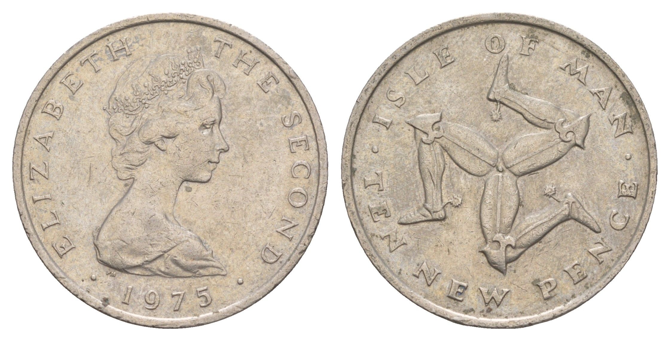 Остров Мэн 10 пенсов 1975 Елизавета II (1952-2022) KM 23 медно-никель 4656-1043