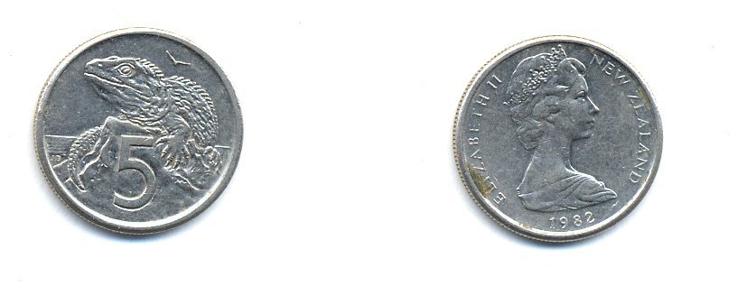 Новая Зеландия 5 ЦЕНТОВ 1982 ТУАТАРА, ТРЕХГЛАЗАЯ ЯЩЕРИЦА ОТРЯДА КЛЮВОГОЛОВЫХ, ЕЛИЗАВЕТА II KM 34.1 медно-никель 23-1441