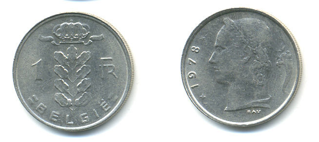 БЕЛЬГИЯ 1 ФРАНК 1978 BELGIE KM 143.1 медно-никель 86-1326