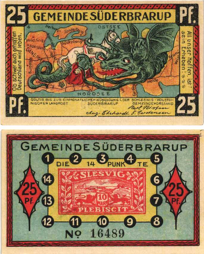 ЗЮДЕРБРАРУП 25 ПФЕННИГОВ 1921 НОТГЕЛЬД, ЗЕМЛЯ ШЛЕЗВИГ-ГОЛЬШТЕЙН Grabowski 1294.6 бумага 7222-70-2-2