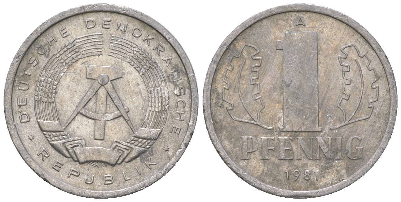 ГДР 1 пфенниг 1981 А KM 8.2 алюминий 4623-365