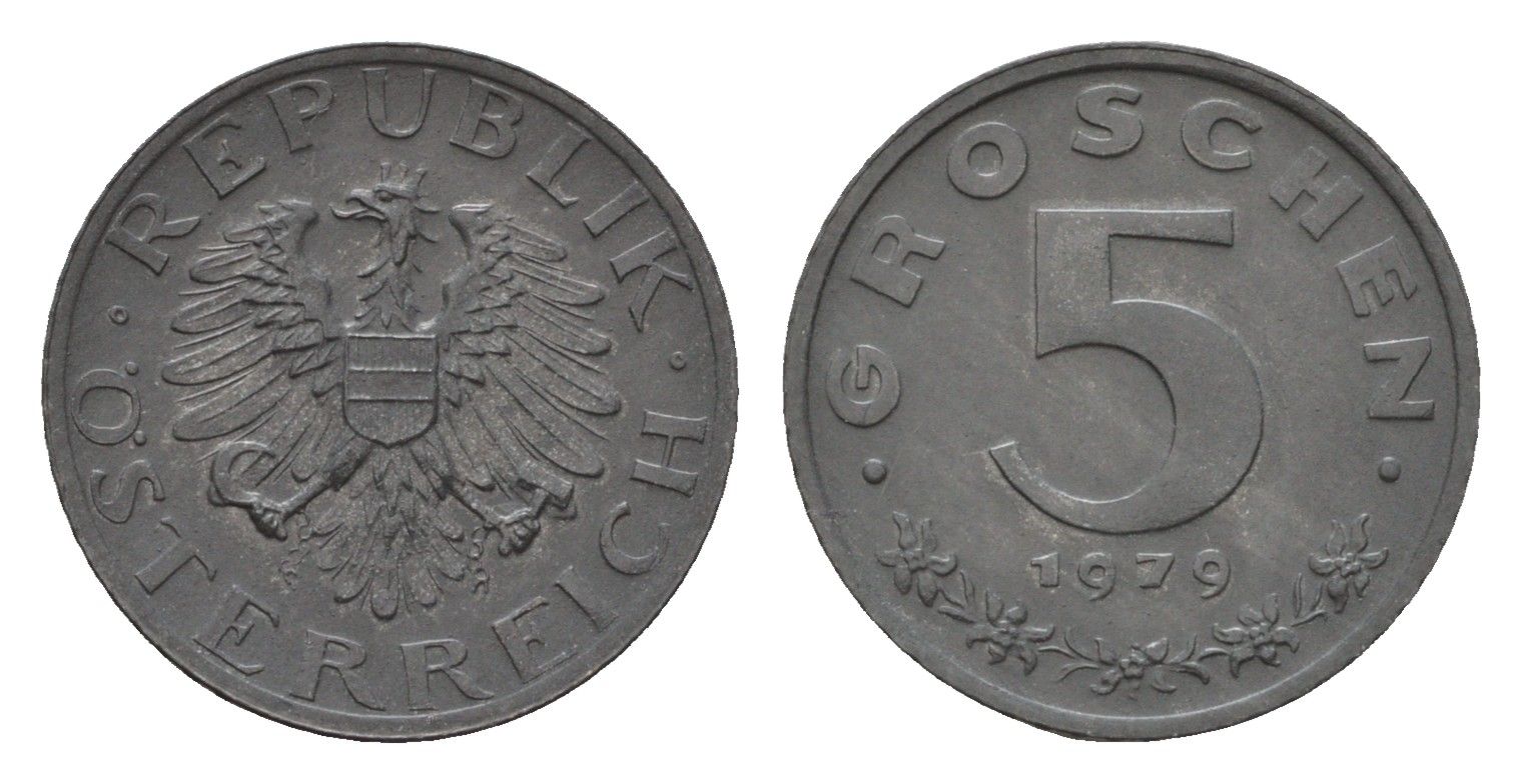Австрия 5 грошей 1979 KM 2875 цинк UNC 187-1054