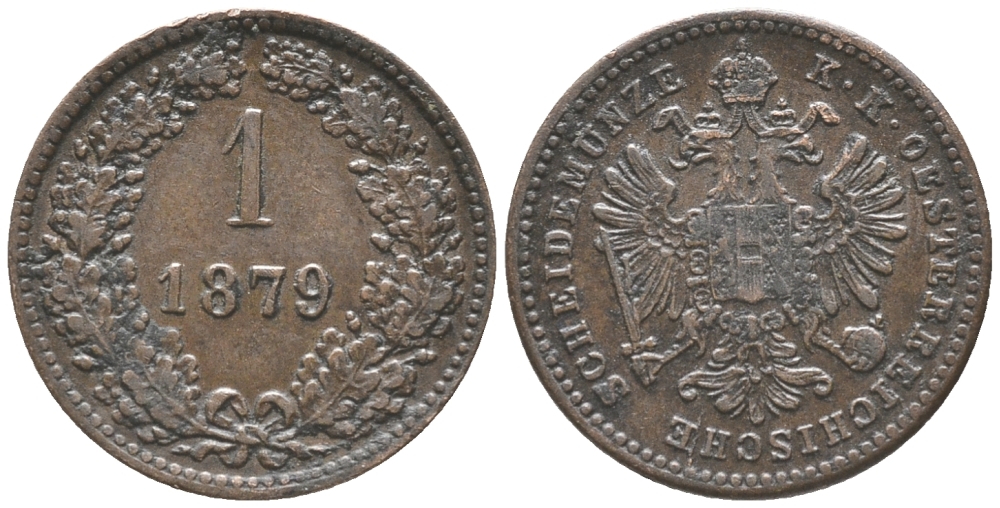 АВСТРИЯ 1 КРЕЙЦЕР 1879 KM 2186 медь 100-937