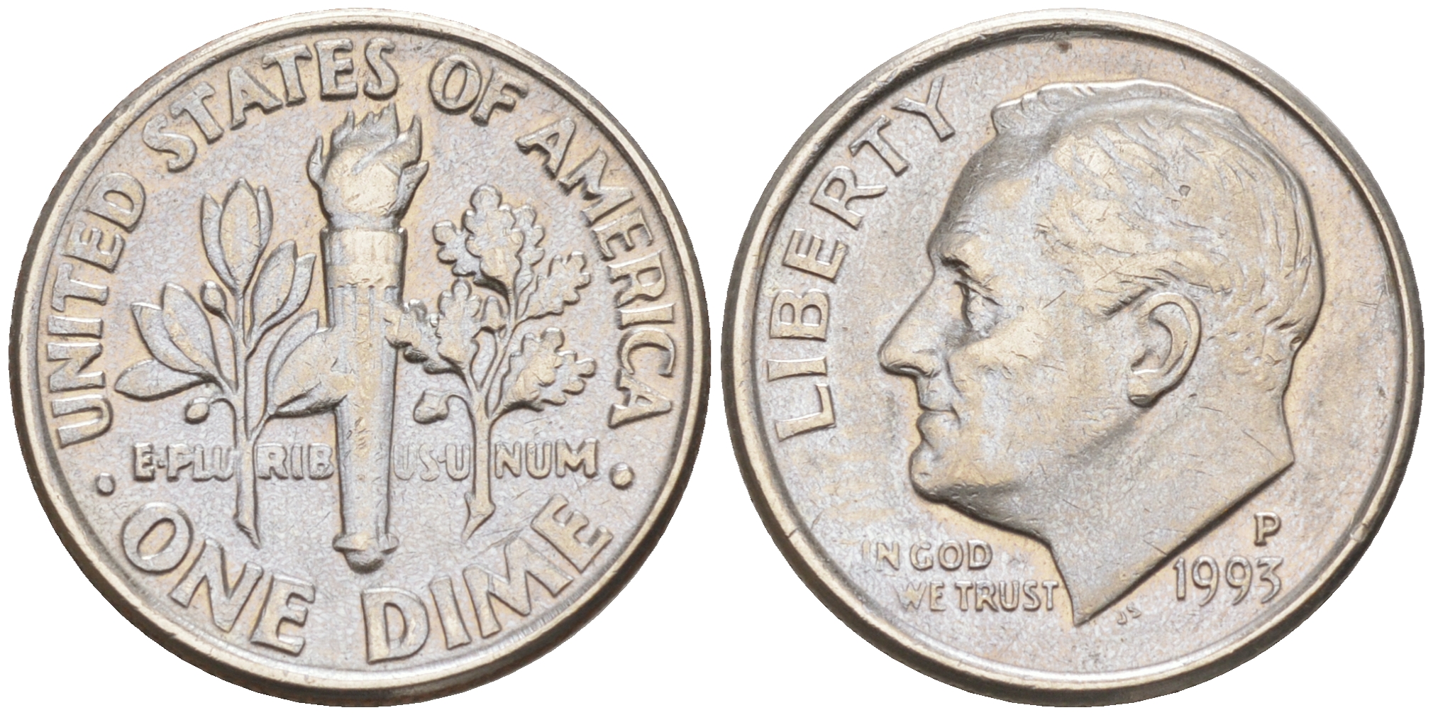 США 10 ЦЕНТОВ = 1 ДАЙМ 1995 P РУЗВЕЛЬТ KM 195a медь плакированная медно-никелем 188-715