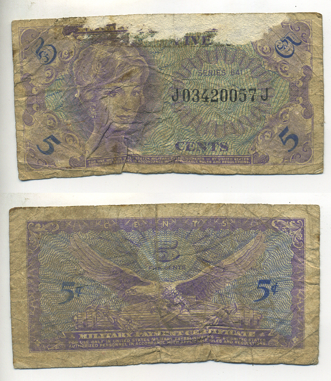 США 5 ЦЕНТОВ ND СЕРИЯ 641, ДЛЯ ВООРУЖЕННЫХ СИЛ бумага 7214-15-2-1