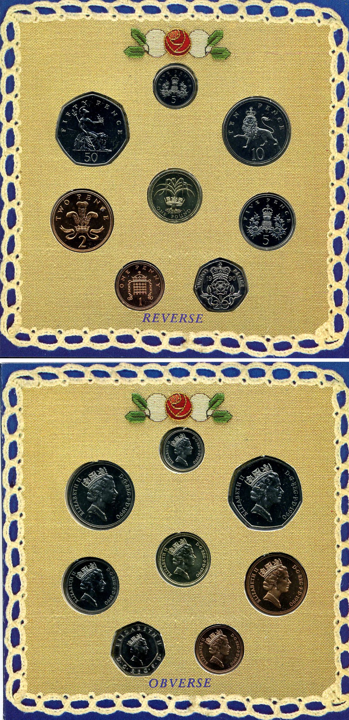 Великобритания набор из 8 монет 1990 в картонном буклете Spink US10   BUNC  7-4-1-21