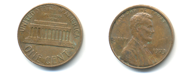 США 1 ЦЕНТ 1973 ЛИНКОЛЬН KM 201 медь цинк 86-215