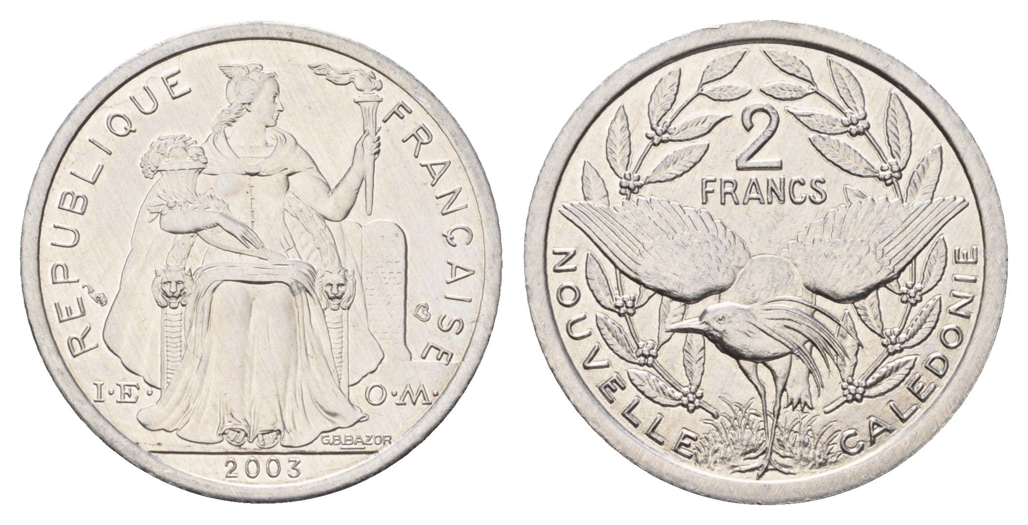 Новая Каледония 2 франка 2003 KM 14 алюминий UNC 213-135