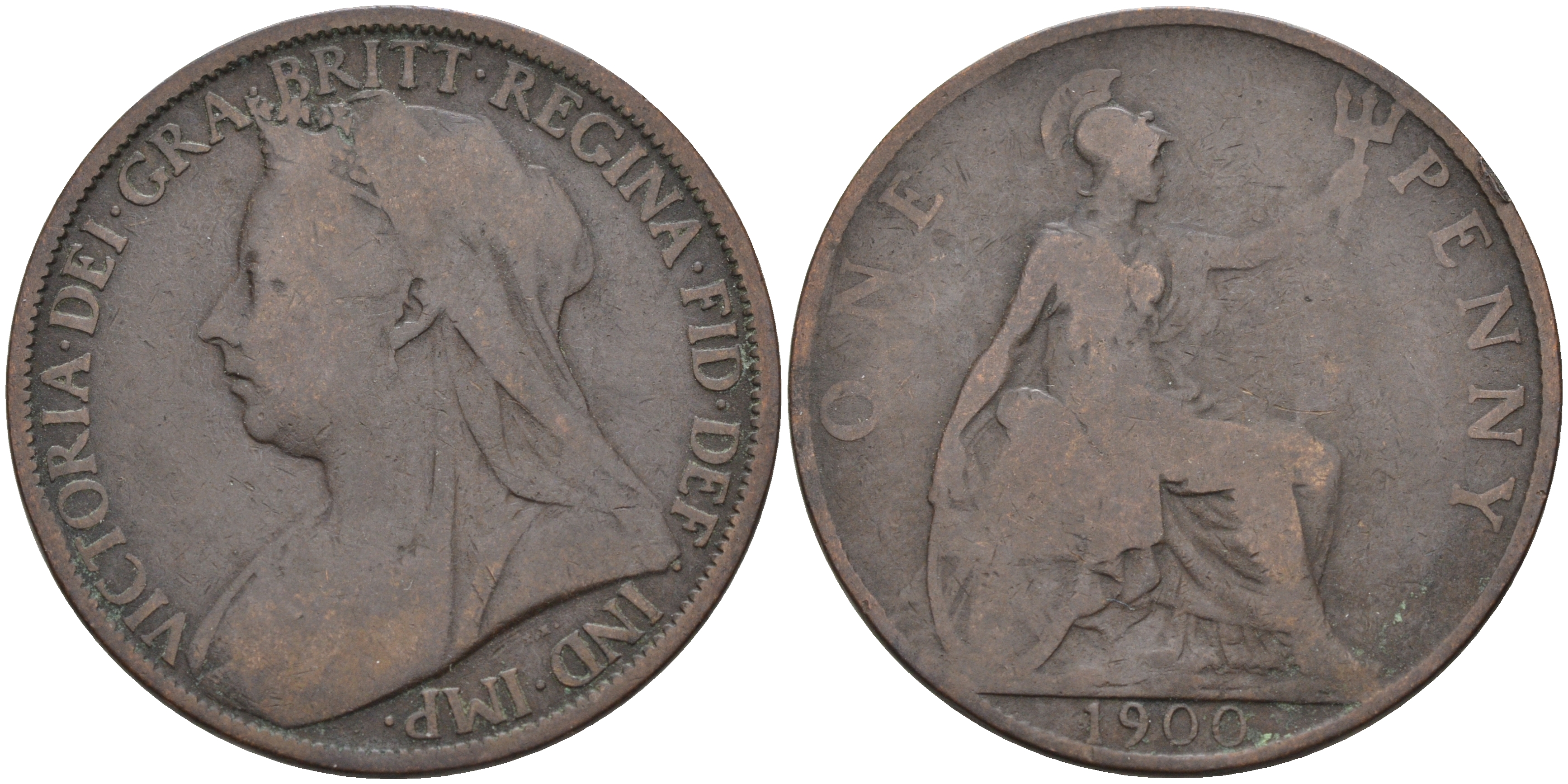 Великобритания 1 пенни 1900 Виктория (1837-1901) KM 790, Spink 3961 бронза 4590-1116