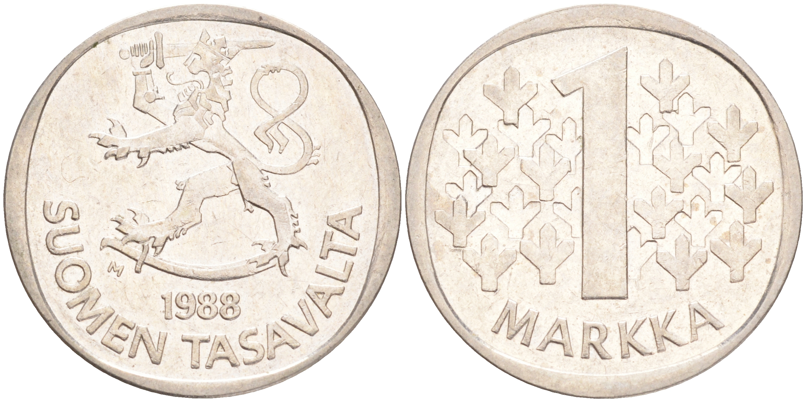 ФИНЛЯНДИЯ 1 МАРКА 1988 M KM 49а медно-никель 4556-745