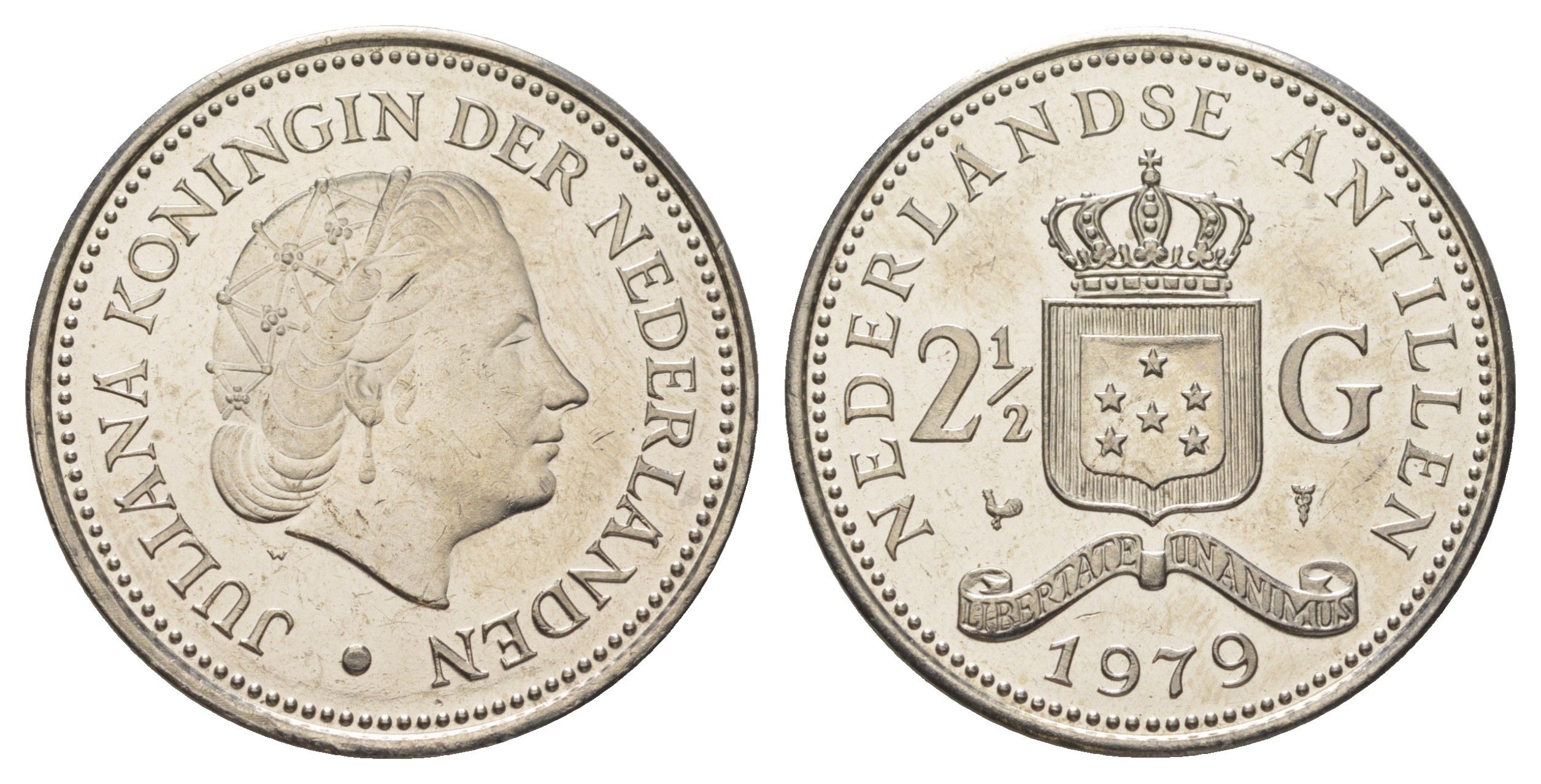 Нидерландские Антильские острова (Нидерландские Антилы) 2 1/2 гульдена 1979 KM 19 никель UNC 4179-233