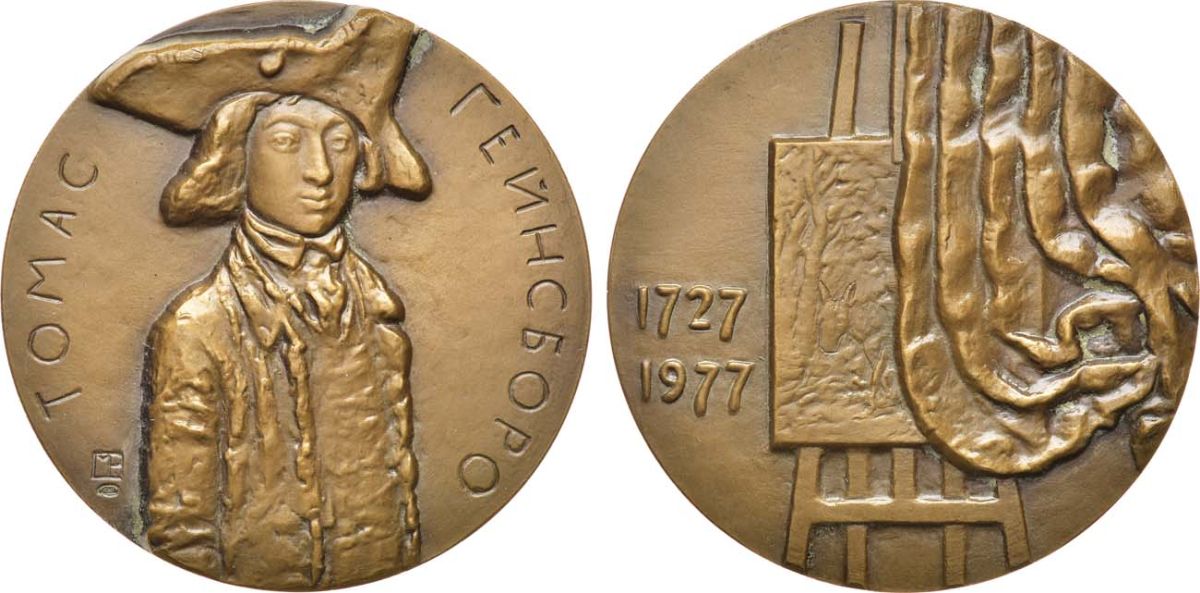 СССР медаль 1978 ЛМД, 250 лет со дня рождения Томаса Гейнсборо, медальер М.Б. Романовская, диаметр 60 мм., тираж 850 экз. Шкурко, Салыков 1129 томпак    1065-3-13