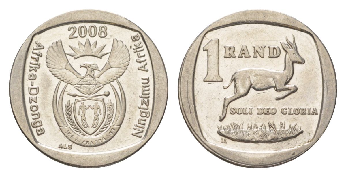 ЮАР 1 ранд 2008 KM 444 медь плакированная никелем 4627-468