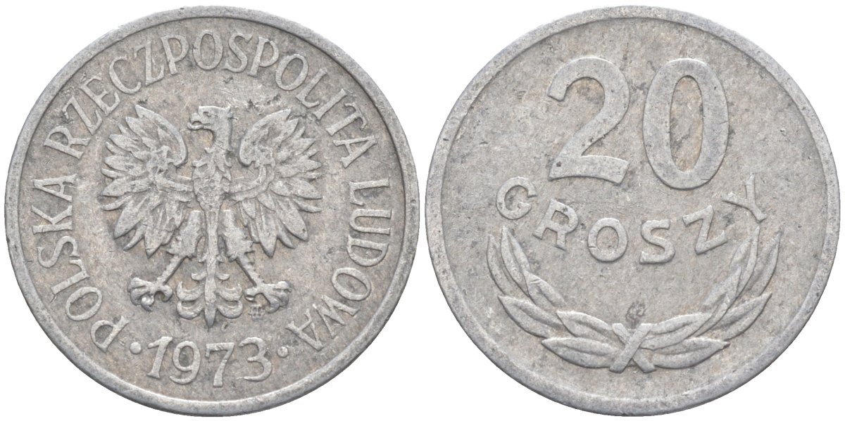 Польша 20 грошей 1973 MW KM А47, Parchimowicz 208m алюминий 3336-715