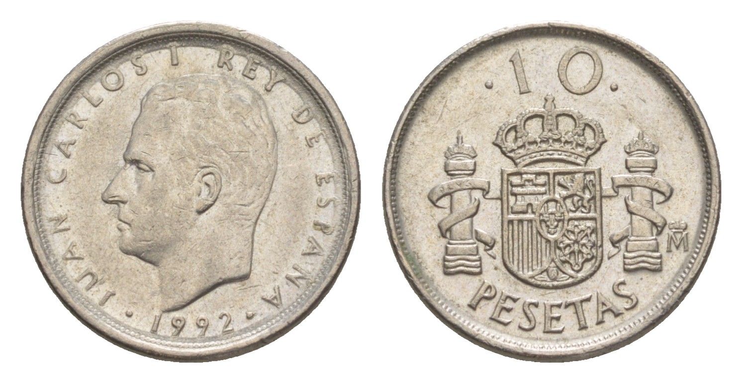Испания 10 песет 1992 M, Хуан Карлос I (1975-2014) KM 903 медно-никель 4623-1237