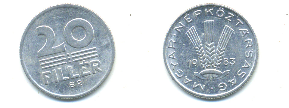 ВЕНГРИЯ 20 ФИЛЛЕРОВ 1983 НАРОДНАЯ РЕСПУБЛИКА (1949-1989) KM 573 алюминий 83-1522