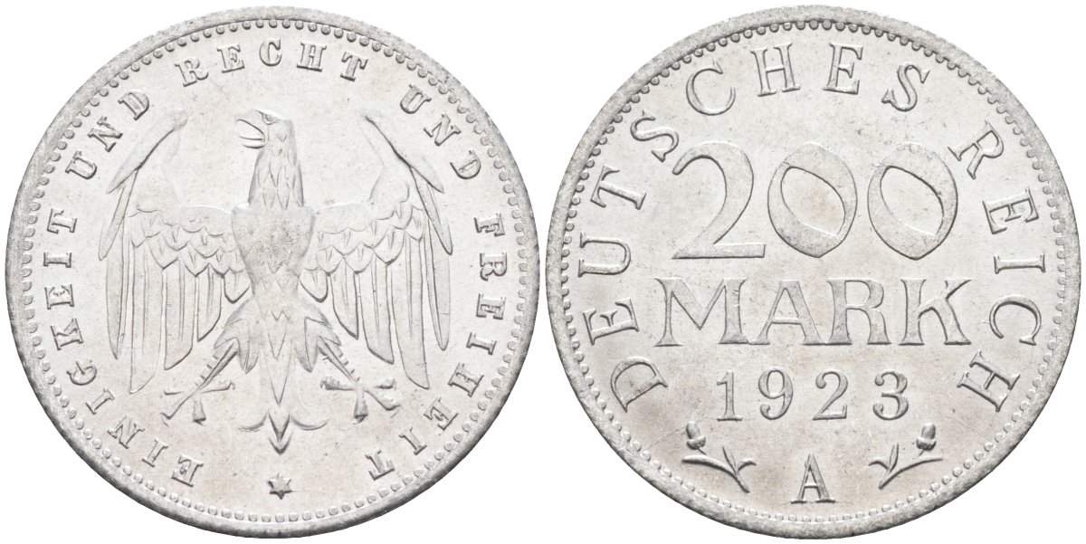 Германия 200 марок 1923 A KM 35, J. 304, Weege 22 алюминий UNC 4586-224