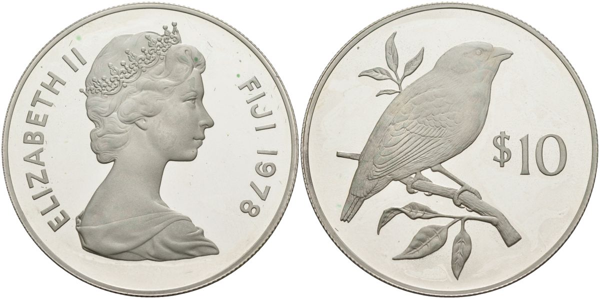 Фиджи 10 долларов 1978 Охрана окружающей среды KM 41a серебро PROOF 1098-5-12