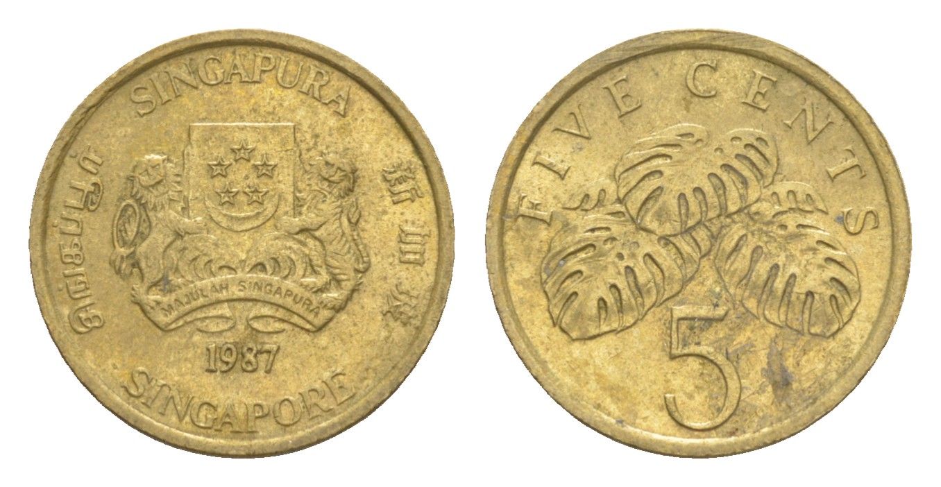 Сингапур 5 центов 1987 KM 50 алюминиевая бронза 4640-521
