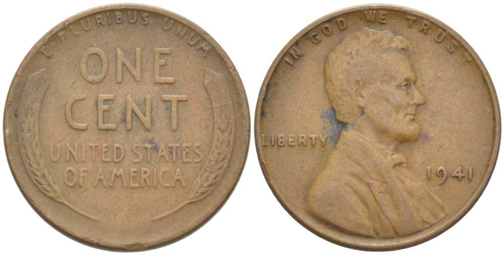 США 1 ЦЕНТ 1941 ЛИНКОЛЬН KM 132 бронза 218-868