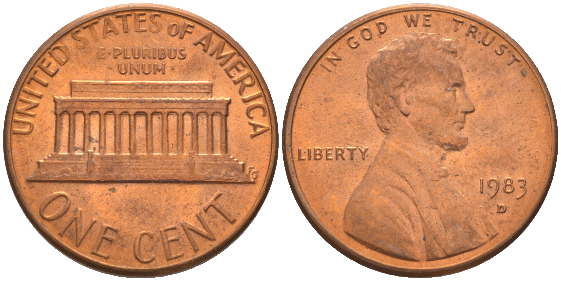 США 1 ЦЕНТ 1983 D, ЛИНКОЛЬН KM 201b цинк плакированный медью 188-226