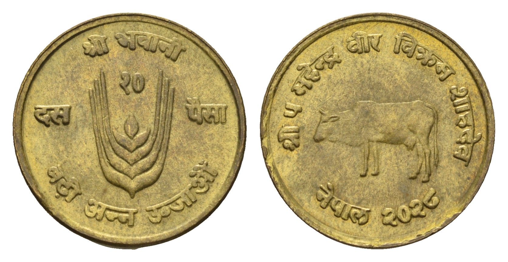 Непал 10 пайс 1971 BS 2028, ФАО KM 766 латунь UNC 4655-164