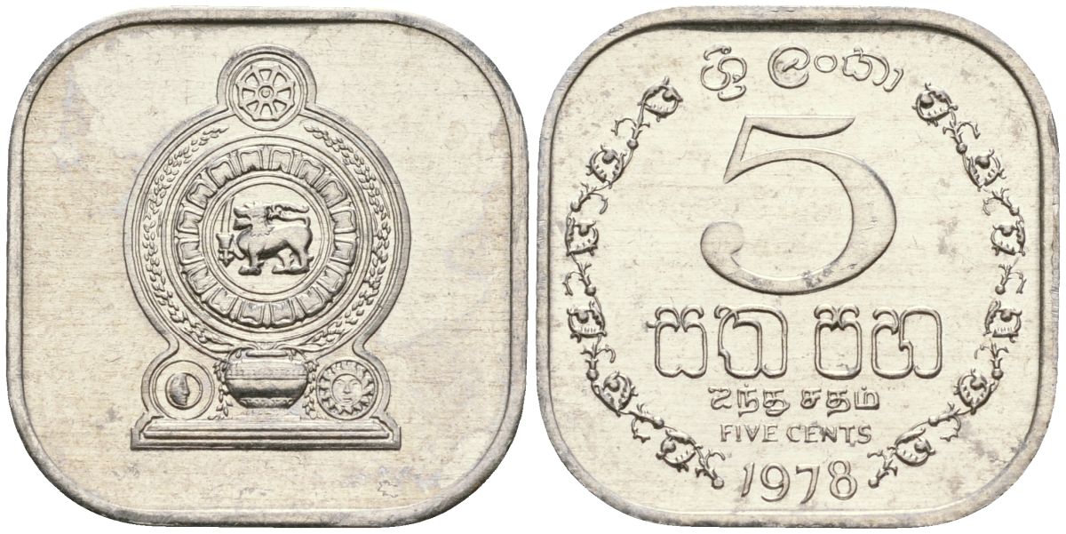 Шри-Ланка 5 центов 1978 KM 139a алюминий 4136-621