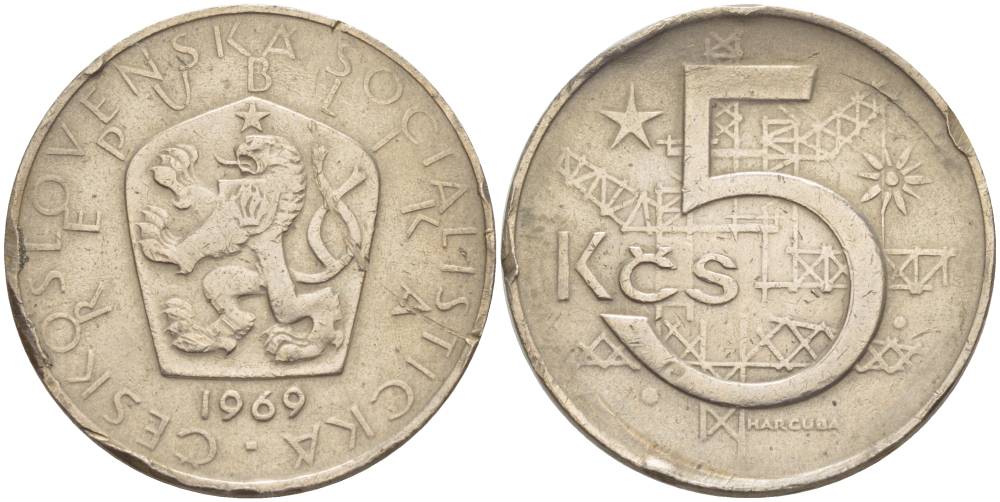 чехословакия 5 крон 1969 KM 60 медно-никель 4551-732