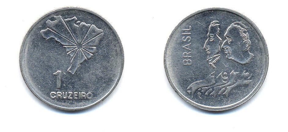 Бразилия 1 крузейро 1972 150 лет независимости KM 582 никель aUNC 51-5724