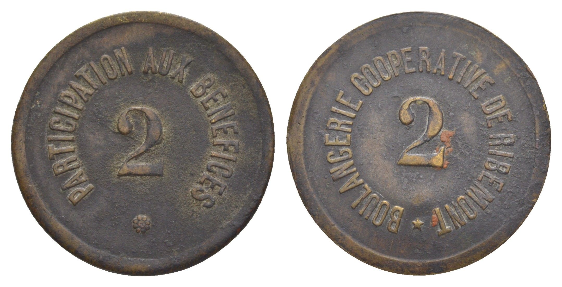 Бельгия жетон пекарни в 2 сантима ND бронза 4638-154