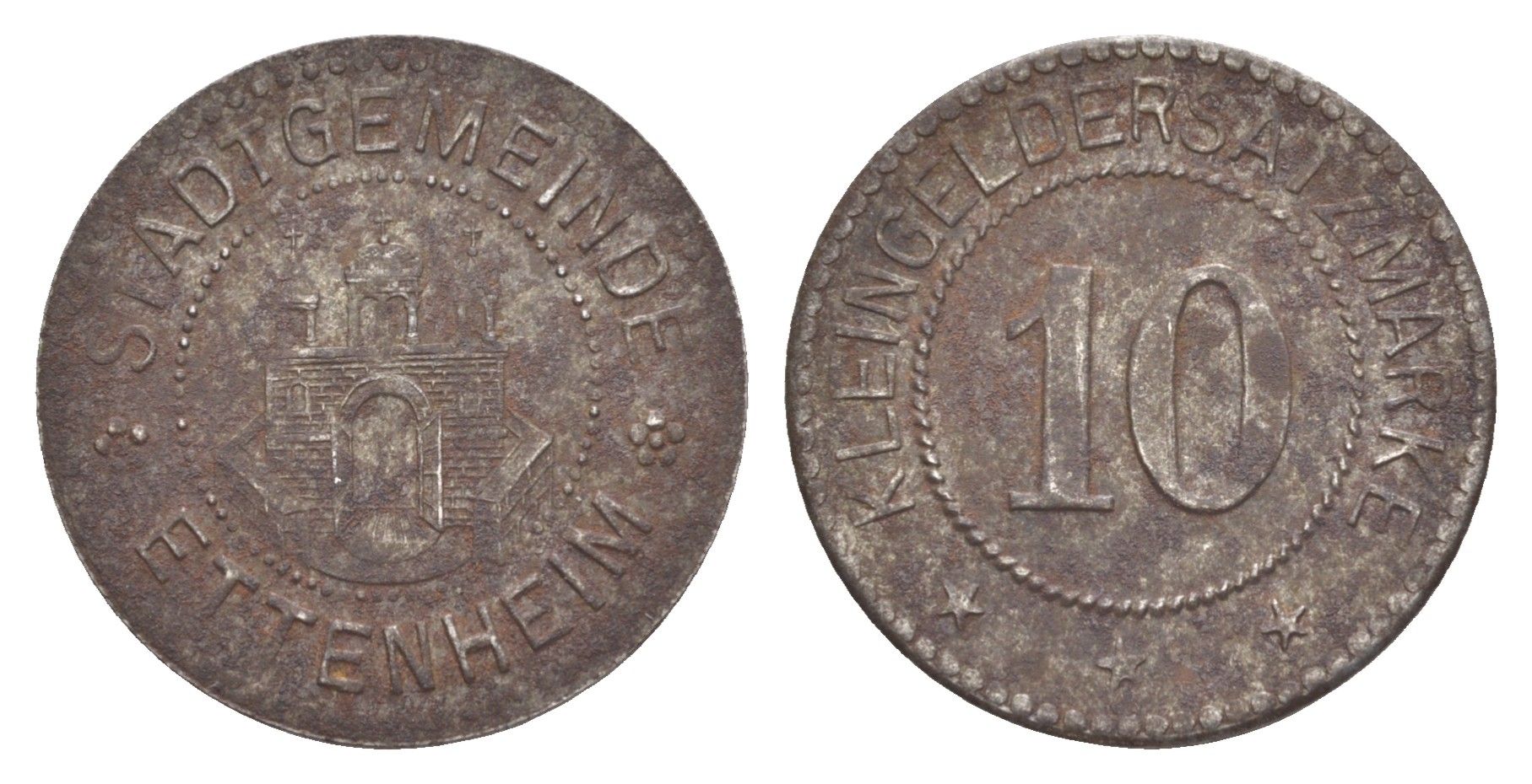 Эттенхайм 10 пфеннигов ND Funck 124.3, Men18 8963.5 железо 1528-425