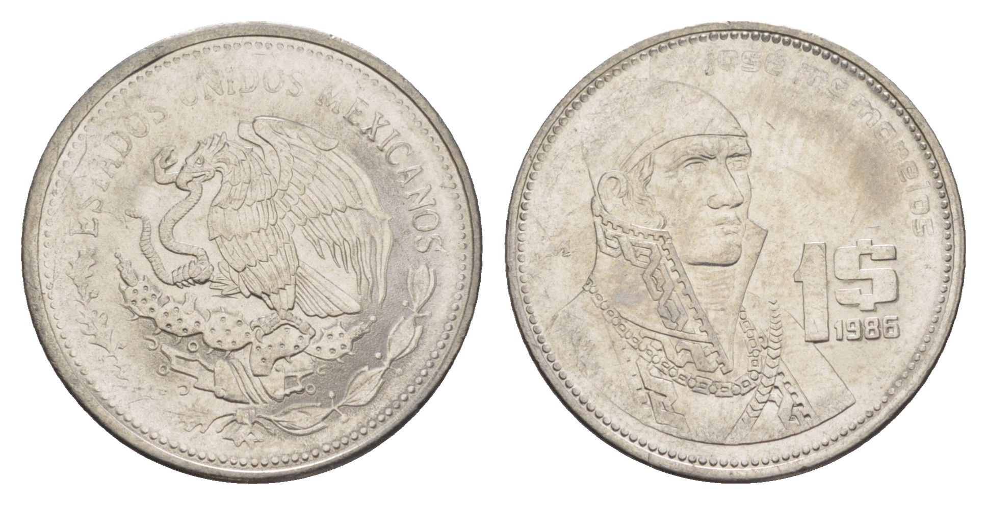 Мексика 1 песо 1986 Mo KM 496 медно-никель UNC 4637-631