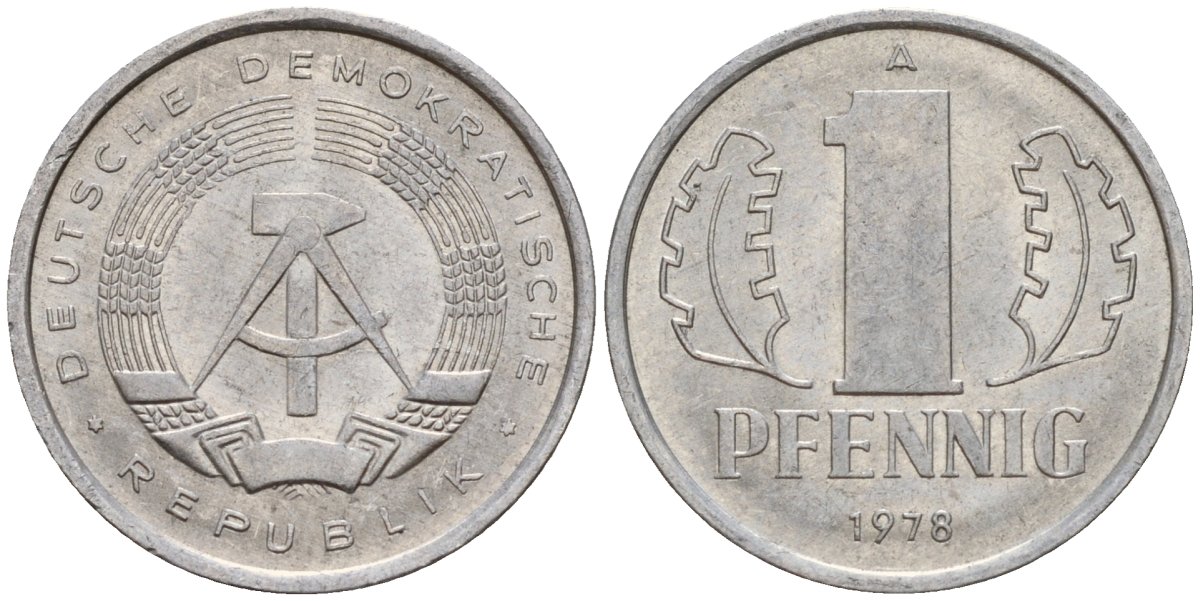 ГДР 1 пфенниг 1978 A KM 8.2 алюминий 187-313