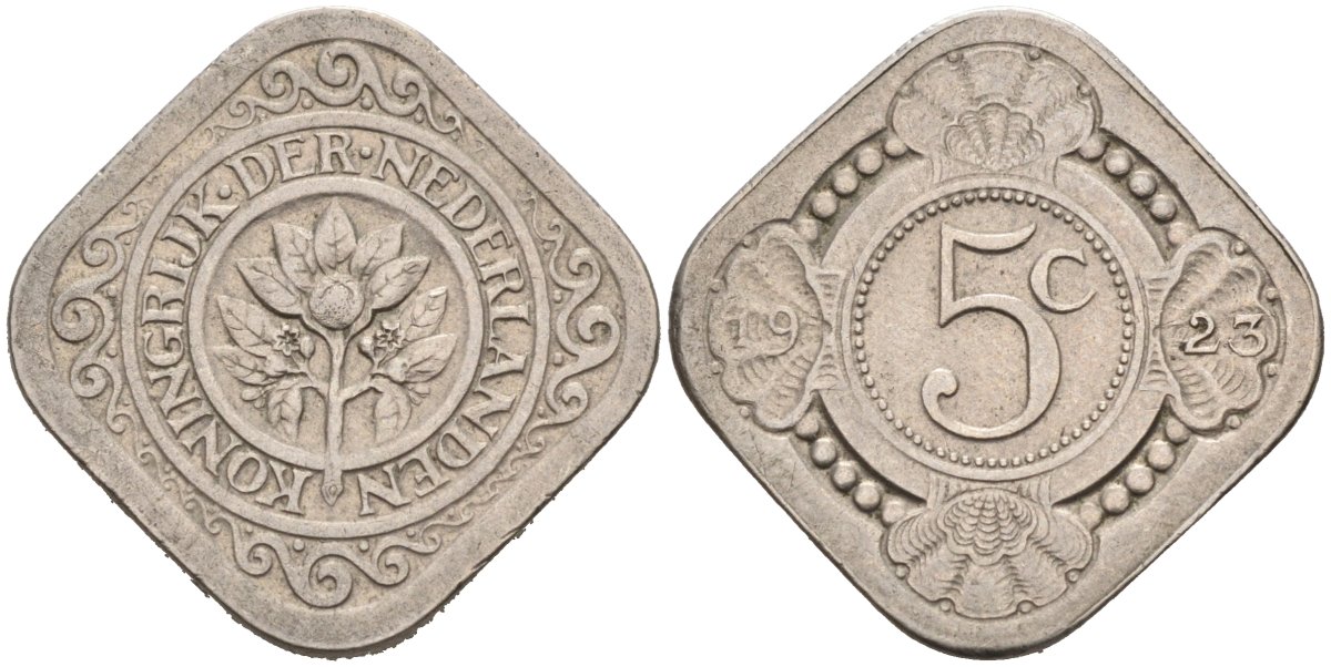 Нидерланды 5 центов 1923 Вильгельмина (1890-1948) KM 153 медно-никель 4575-842