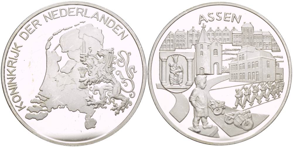НИДЕРЛАНДЫ МЕДАЛЬ ND СЕРИЯ ПРОВИНЦИИ НИДЕРЛАНДОВ, АССЕН, ДИАМЕТР 38 ММ., ВЕС 25,04 ГР. серебро PROOF 1088-5-24