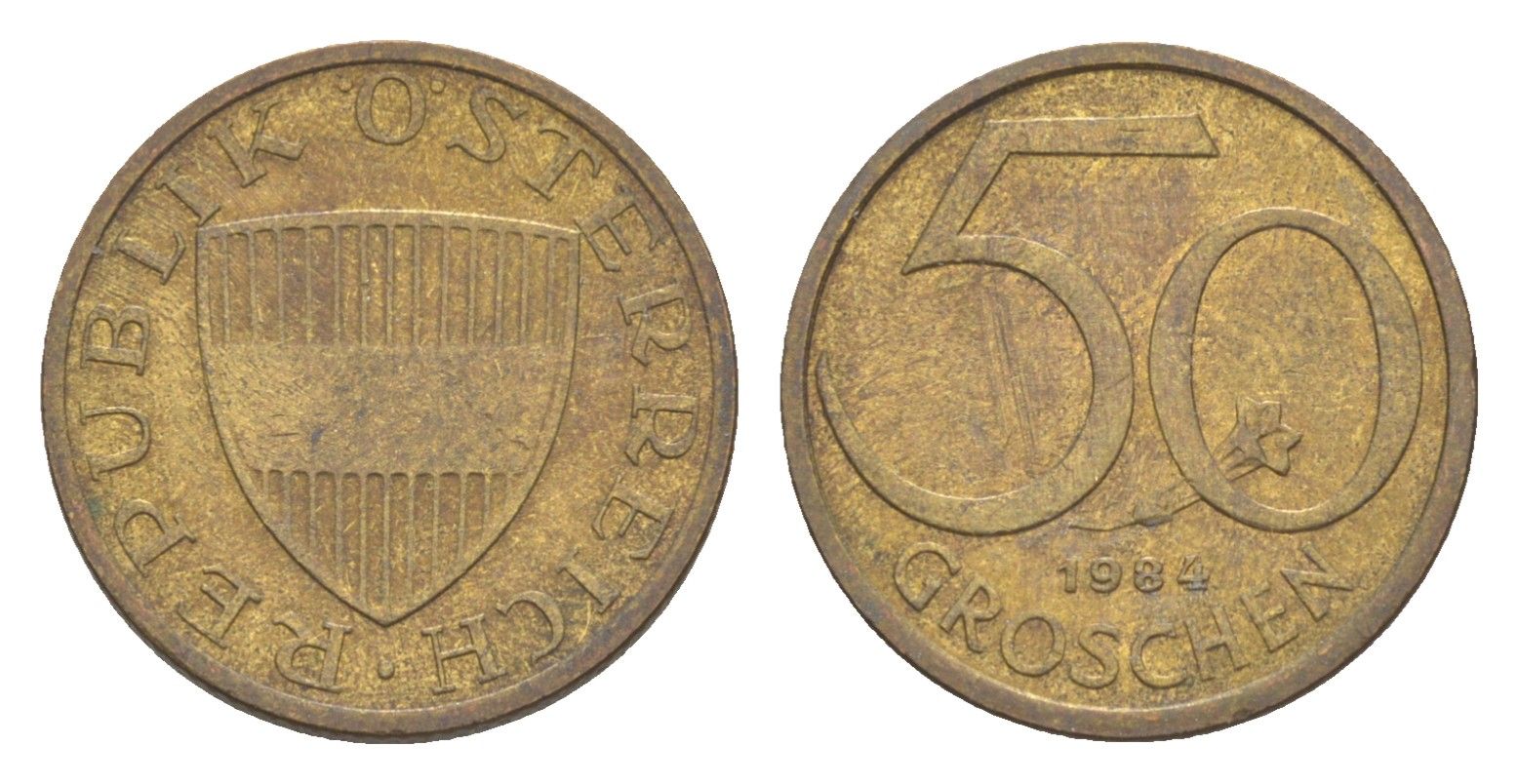 Австрия 50 грошей 1984 KM 2885 алюминиевая бронза UNC 4124-333